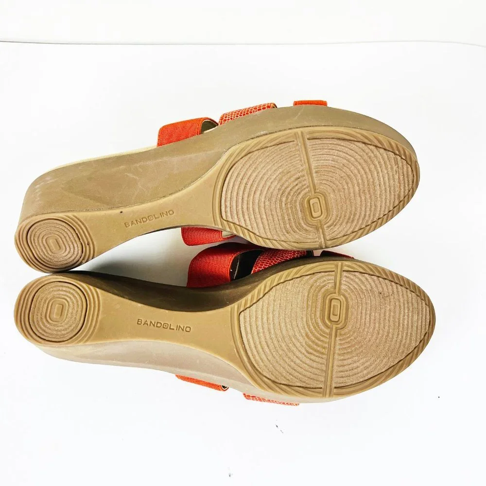 2/$30 NWOT Bandolino Orange Wedge Sandals 10M - Picture 6 of 6
